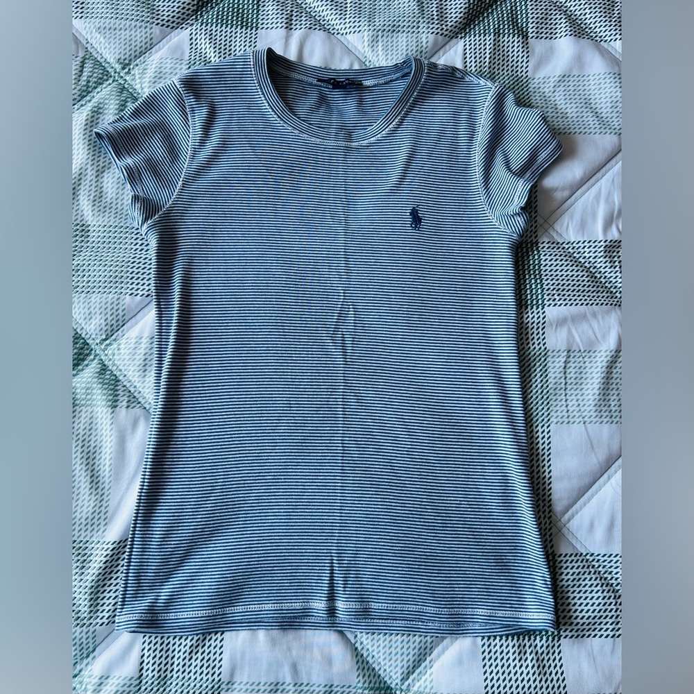 Ralph Lauren Navy and White Striped Tee